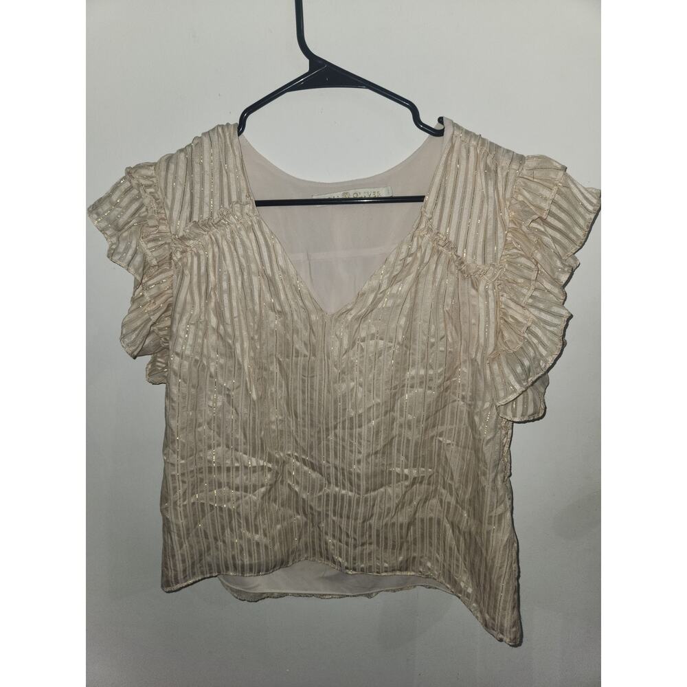 Marie Oliver silk top short sleeve beige L